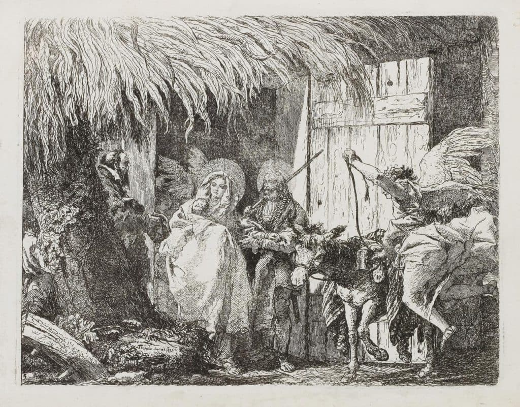 Tiepolo (Giovanni Domenico) – Joseph et Marie demandant l’hospitalité