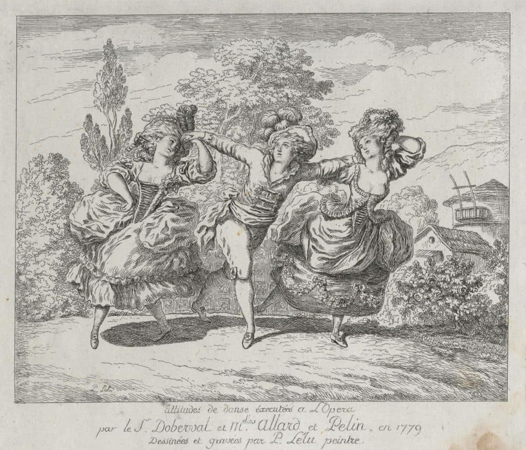 Lélu – Attitudes de danse exécutée à l’Opéra par le Sr. Doberval et Melles Allard et Pelin en 1779
