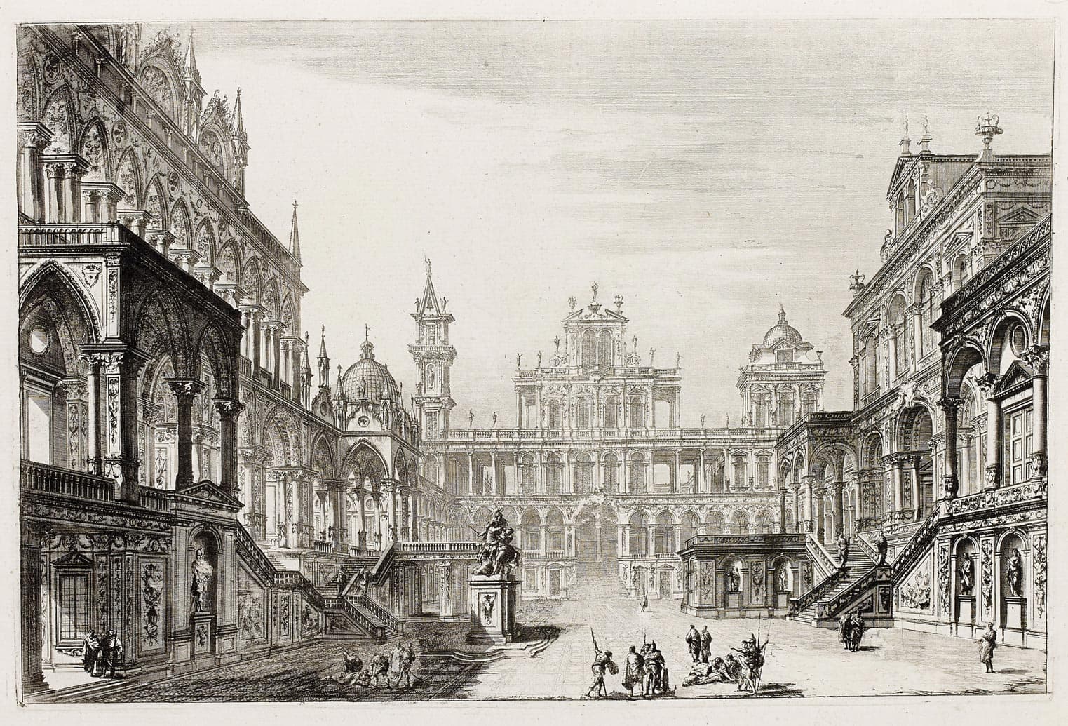 Scenographic Perspective of a Big Courtyard