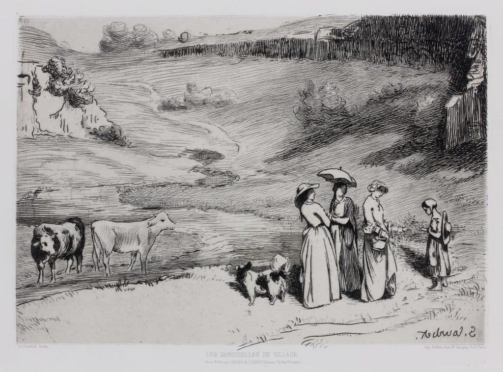 Courbet / Bracquemond – Les demoiselles de village