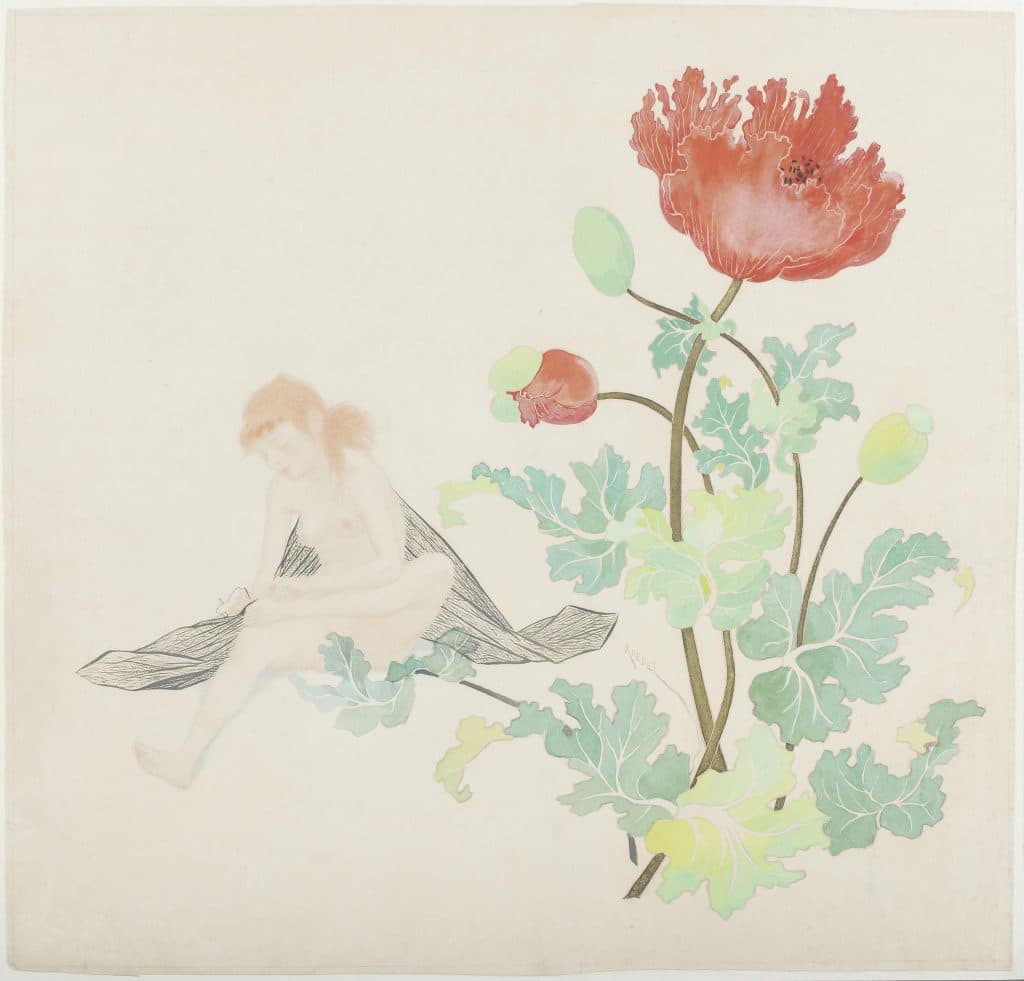 Roedel – Jeune fille rousse, pavot rouge