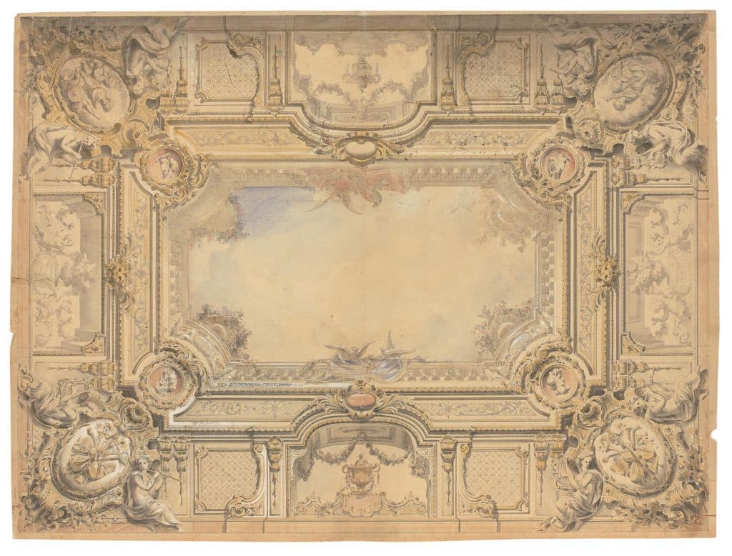 Ecole française XIXe – Projet de plafond avec cartouches