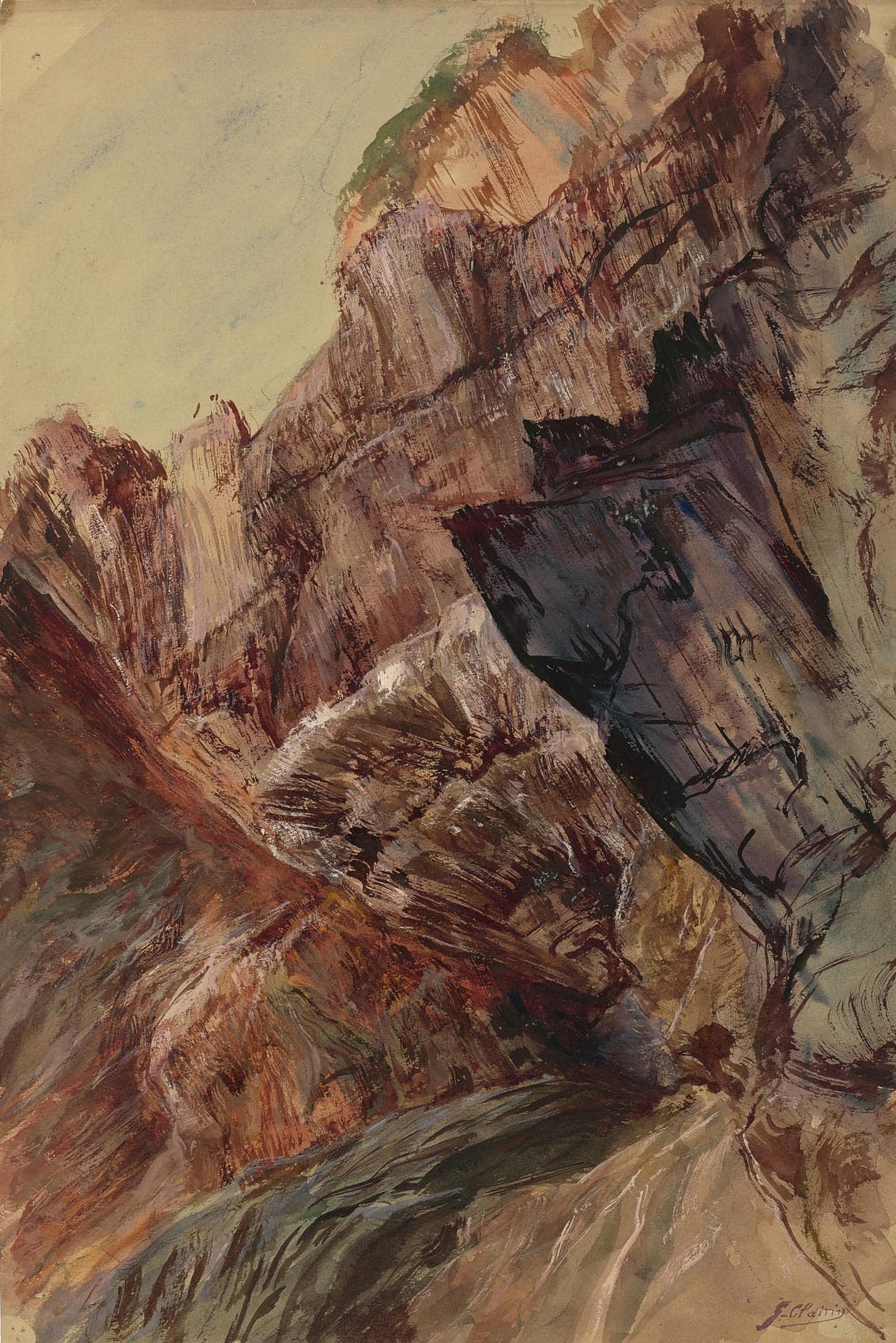 Red rocks and torrent