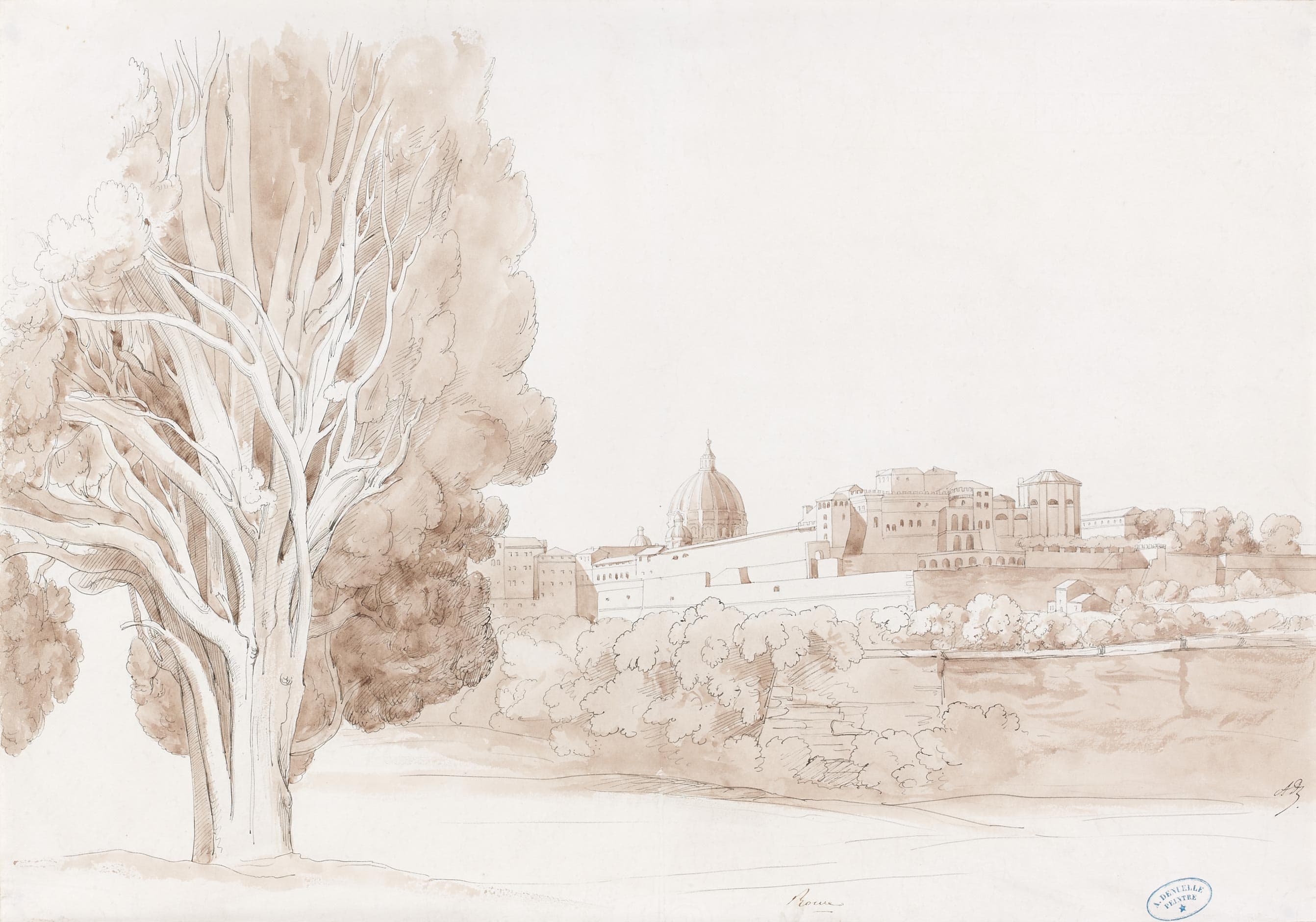 View of St. Peter's Basilica in Rome, From the Vatican Gardens