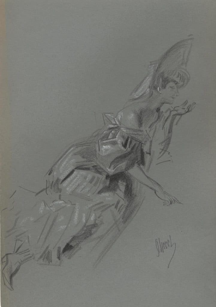 Chéret – Femme en robe décolletée