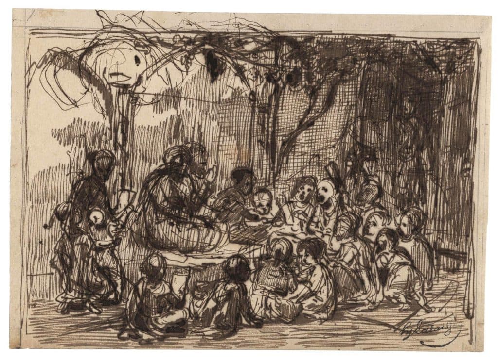 Lalaisse – Scène de classe sous une tonnelle