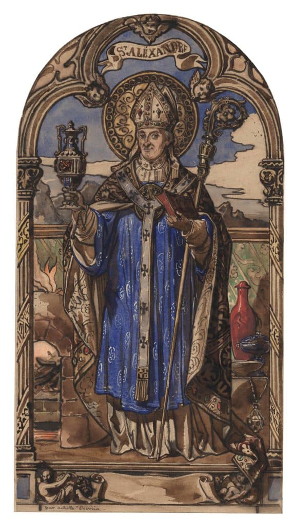 Devéria (Achille) – Saint Alexandre dans un cadre gothique