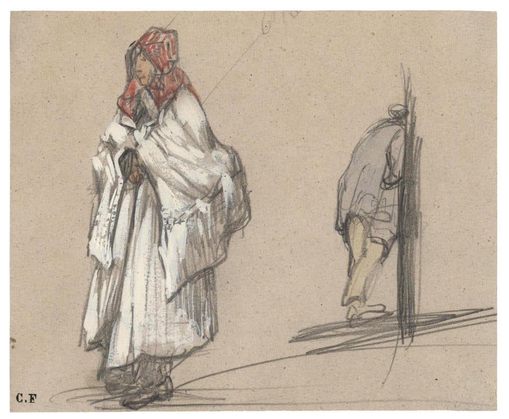 Flers – Paysanne et homme de dos