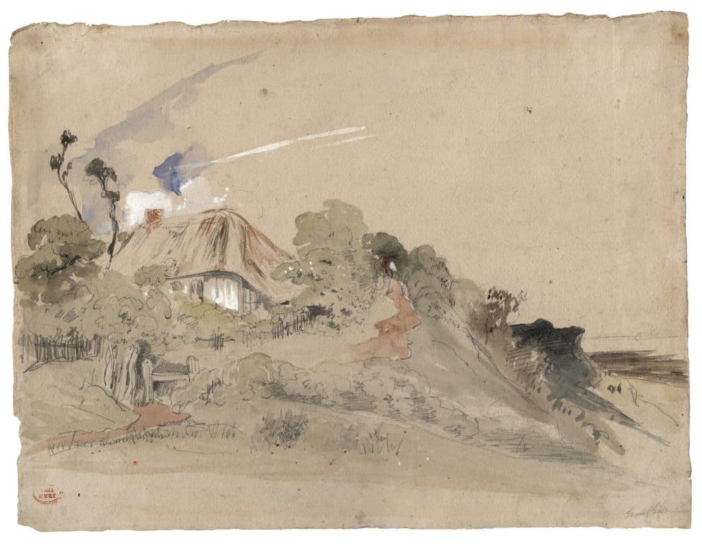 Huet (Paul) – Chaumière dans les environs d’Honfleur