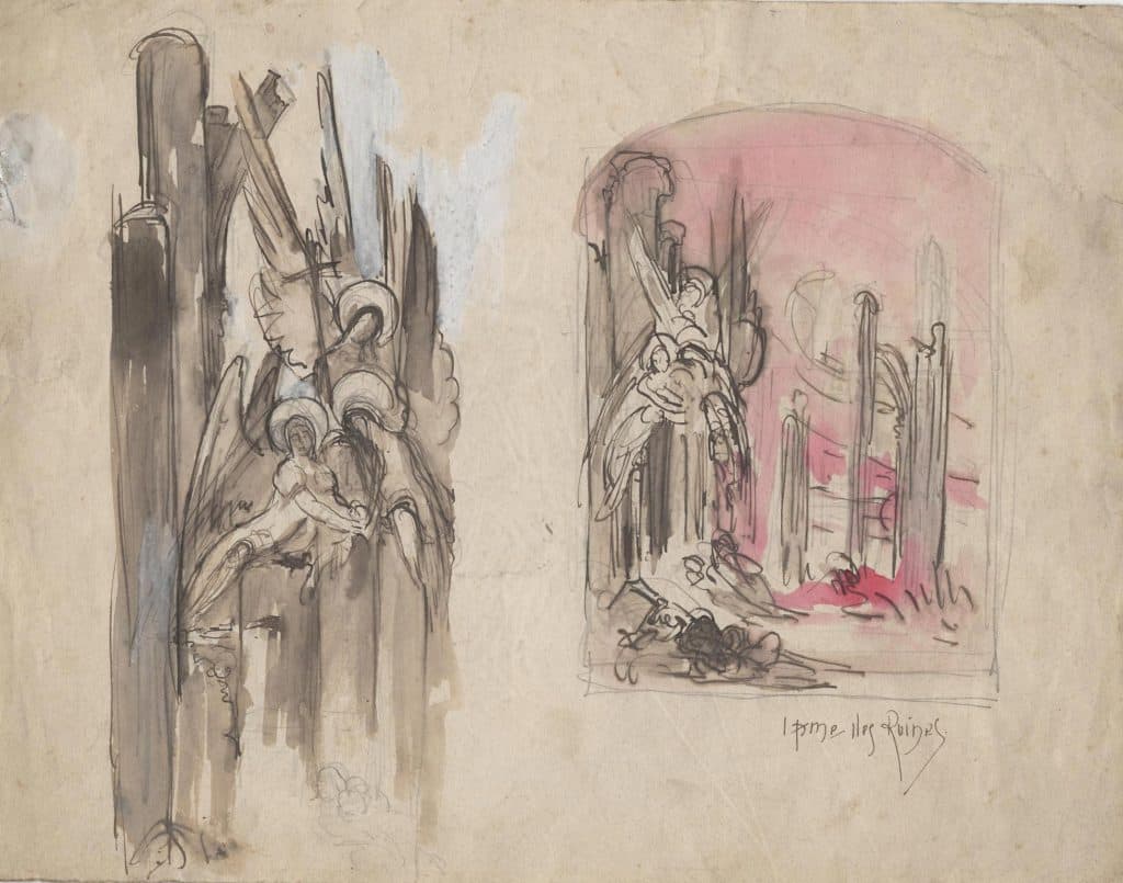 Marcel-Béronneau – Groupe de trois anges ; ruines