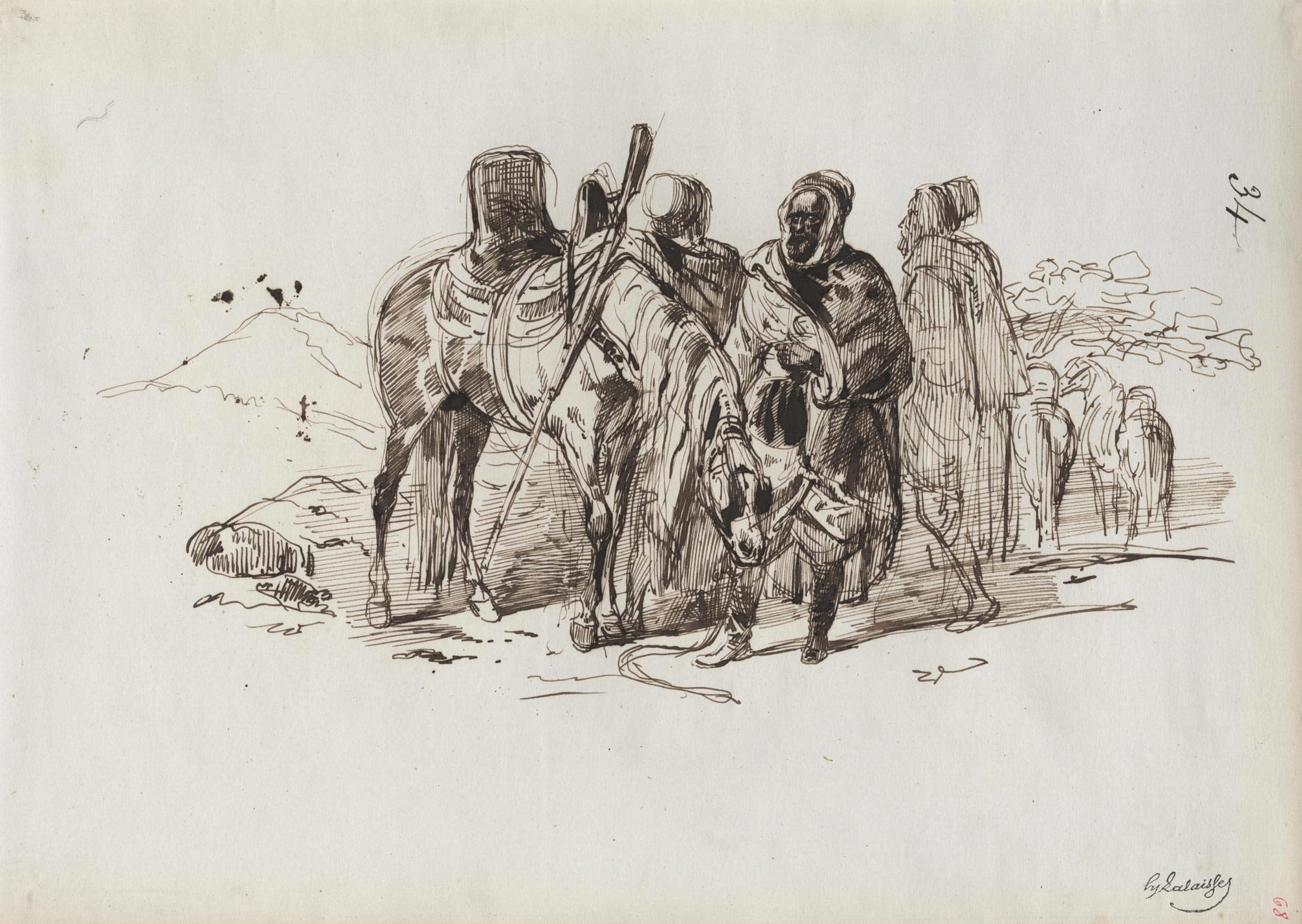 Three Oriental Riders in an Oasis