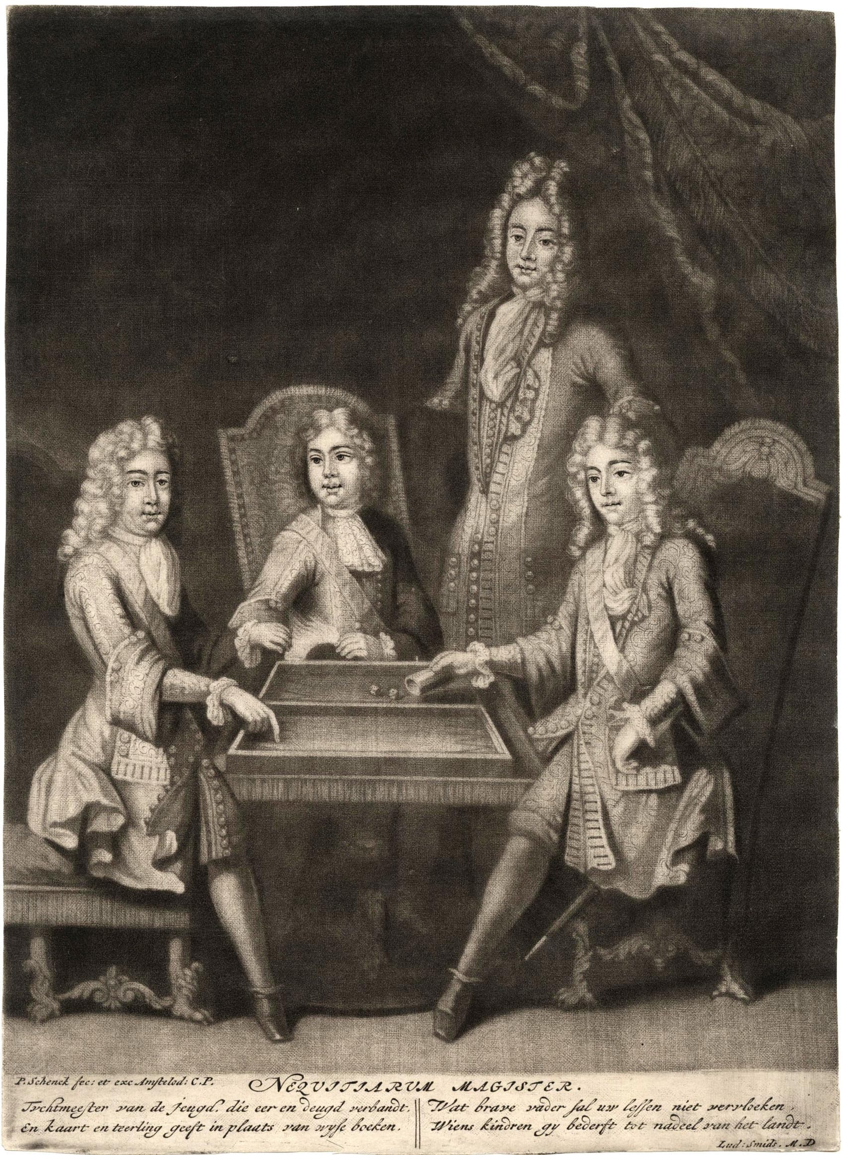 Quatre hommes jouant au jacquet