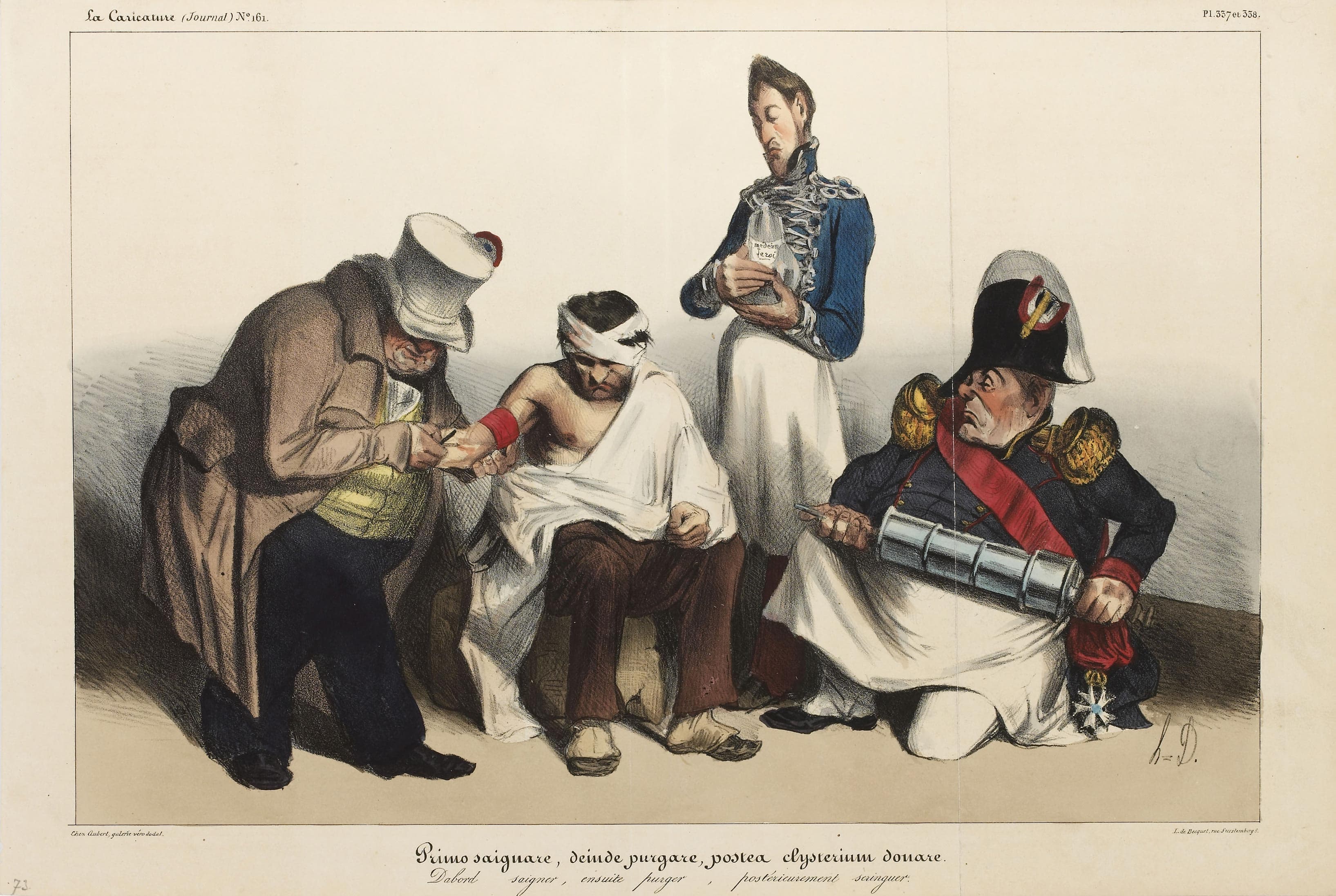Primo saignare, deinde purgare, postea clysterium donare (Louis Philippe et le postillon blessé)