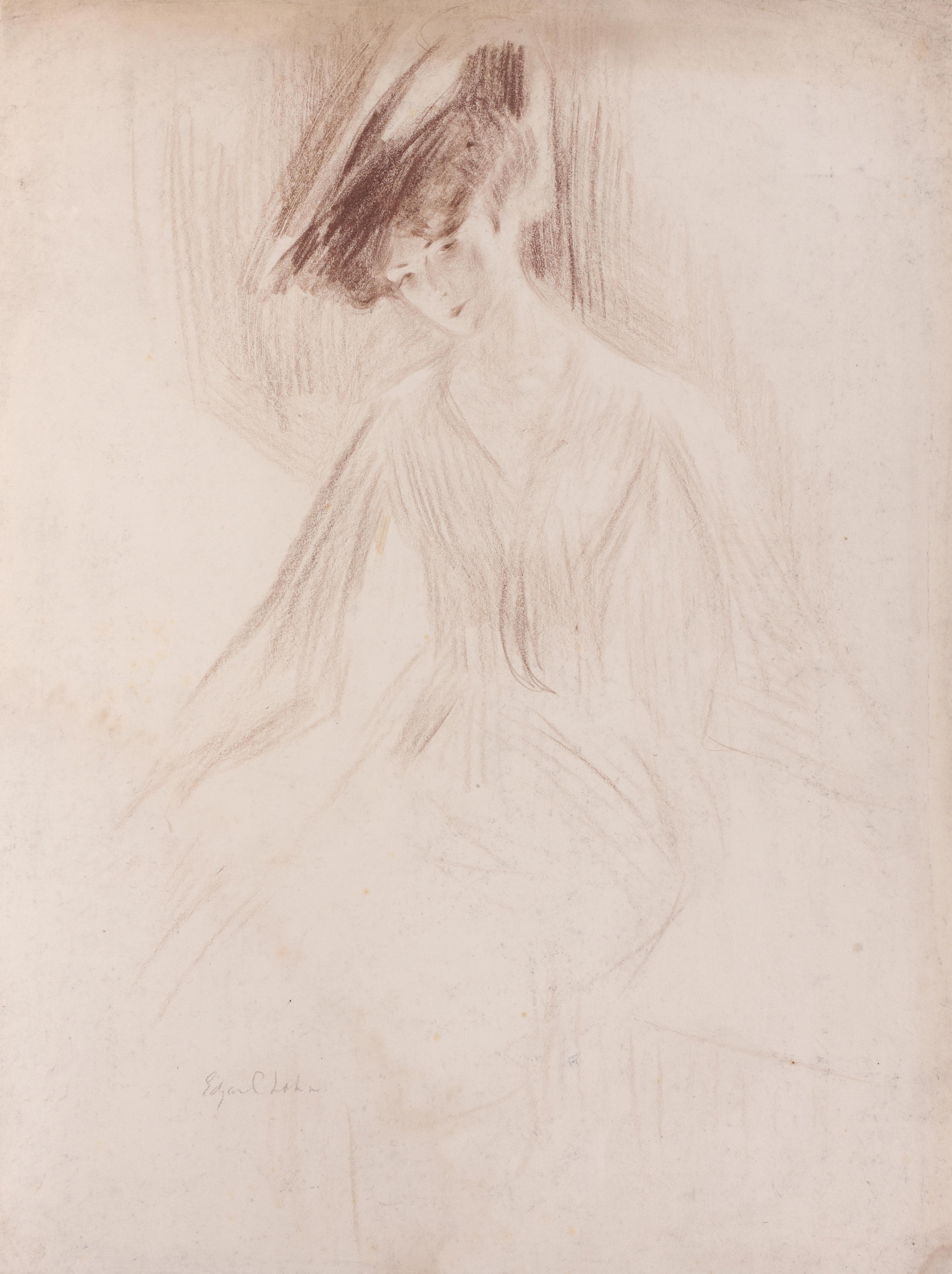 CHAHINE Edgar — Portrait of a Young Woman Wearing a Hat