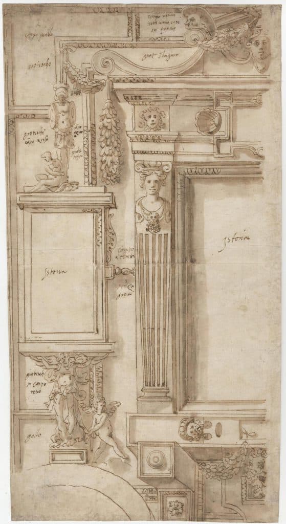 Ecole italienne XVIe – Projet de décor mural peint