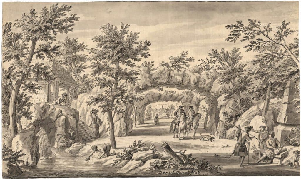 Marot – Projet de décor de théâtre, le retour de la chasse