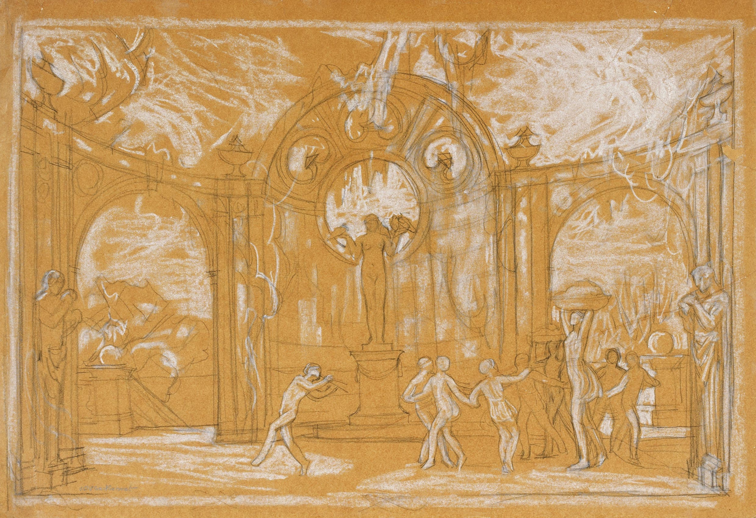 Grand décor animé d'une bacchanale