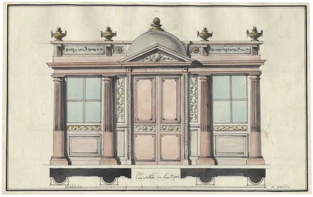 Lalonde – Façade d’une boutique au fronton armorié