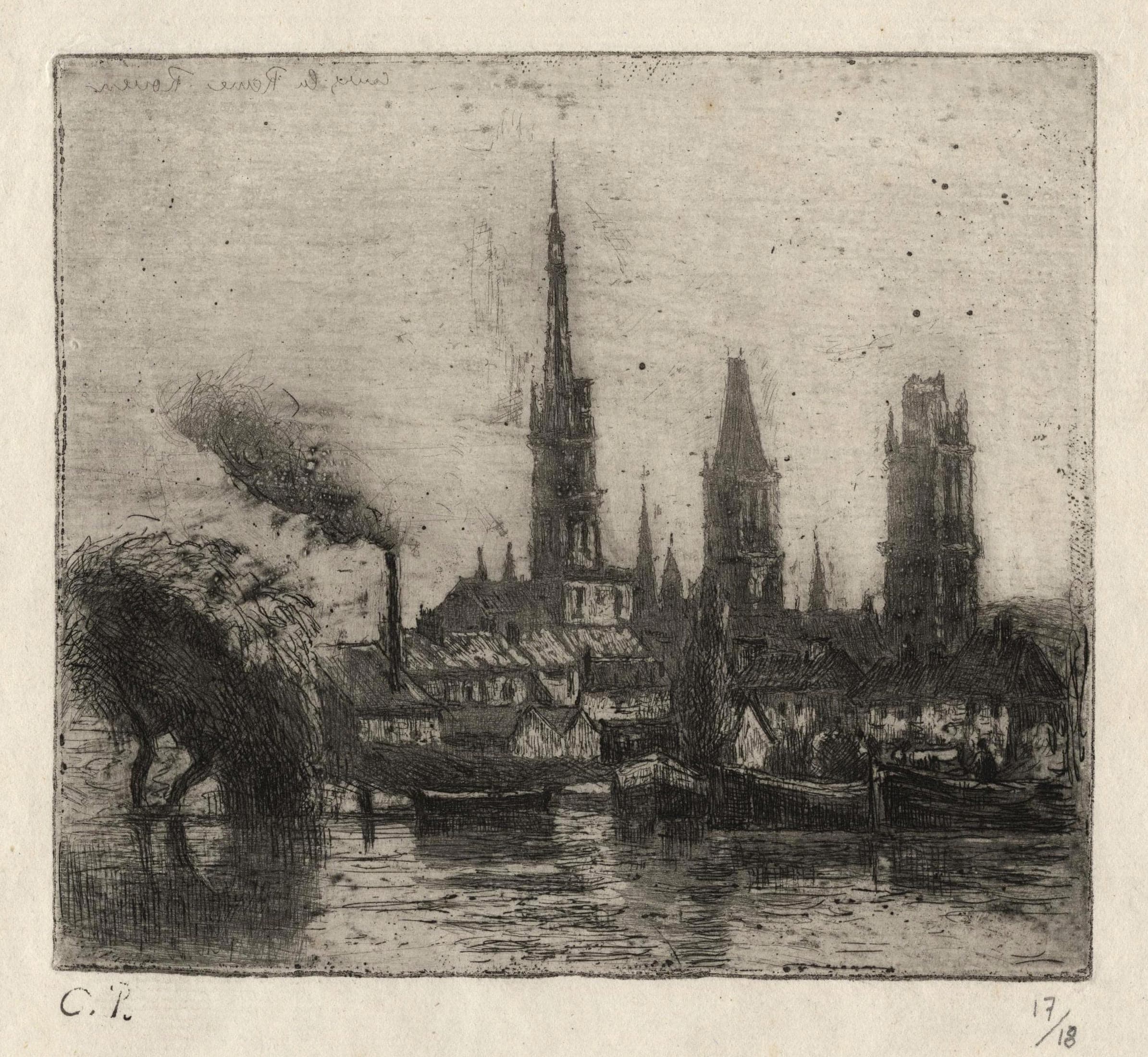 PISSARRO Camille — Cours-la-Reine ou Bords de la Seine à Rouen