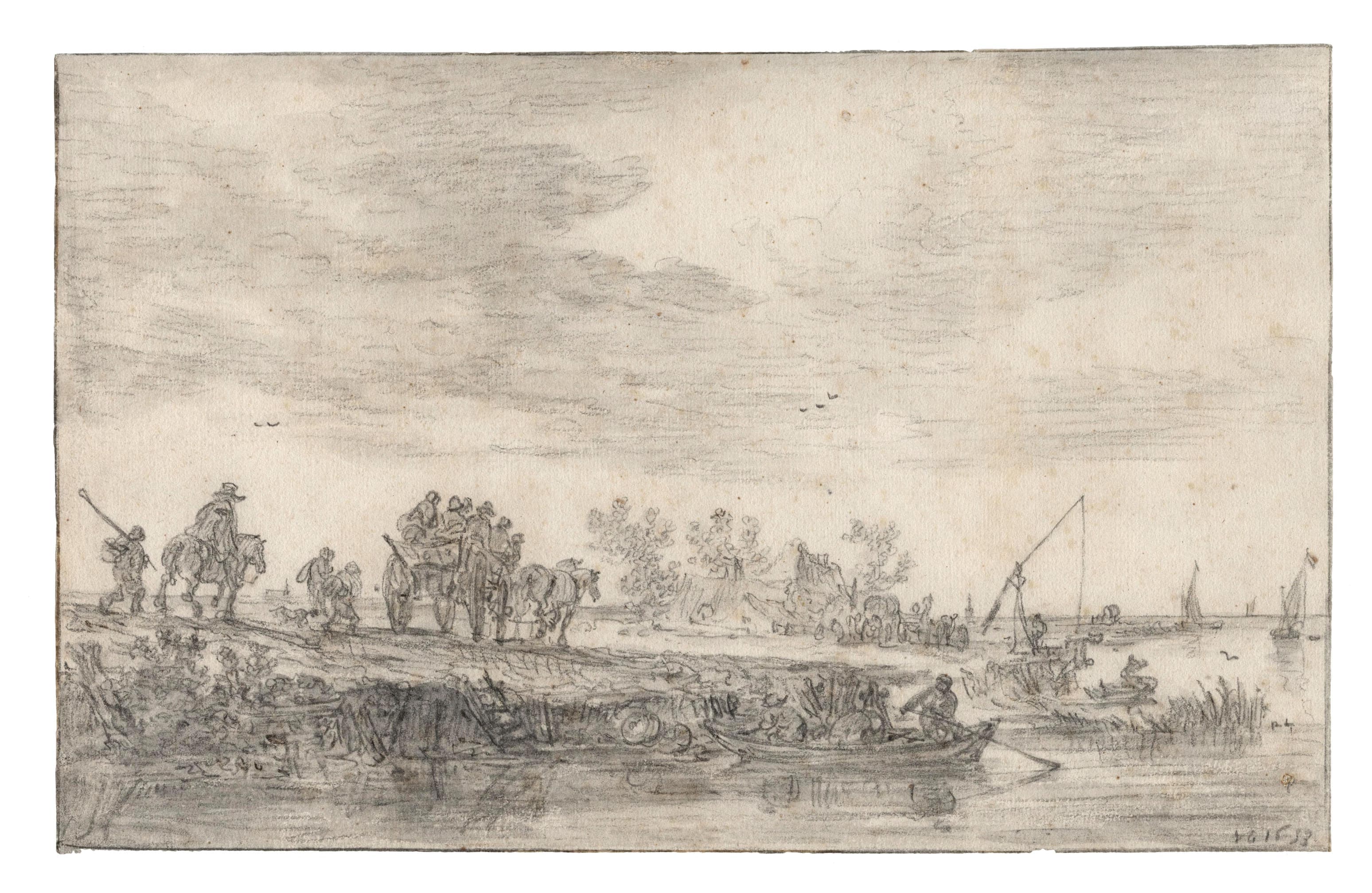 Travelers on a Road Near a River