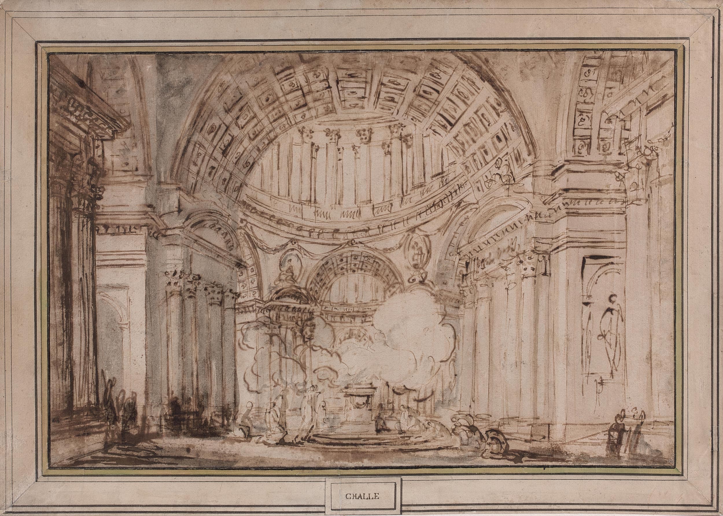 Intérieur de temple avec scène de sacrifice