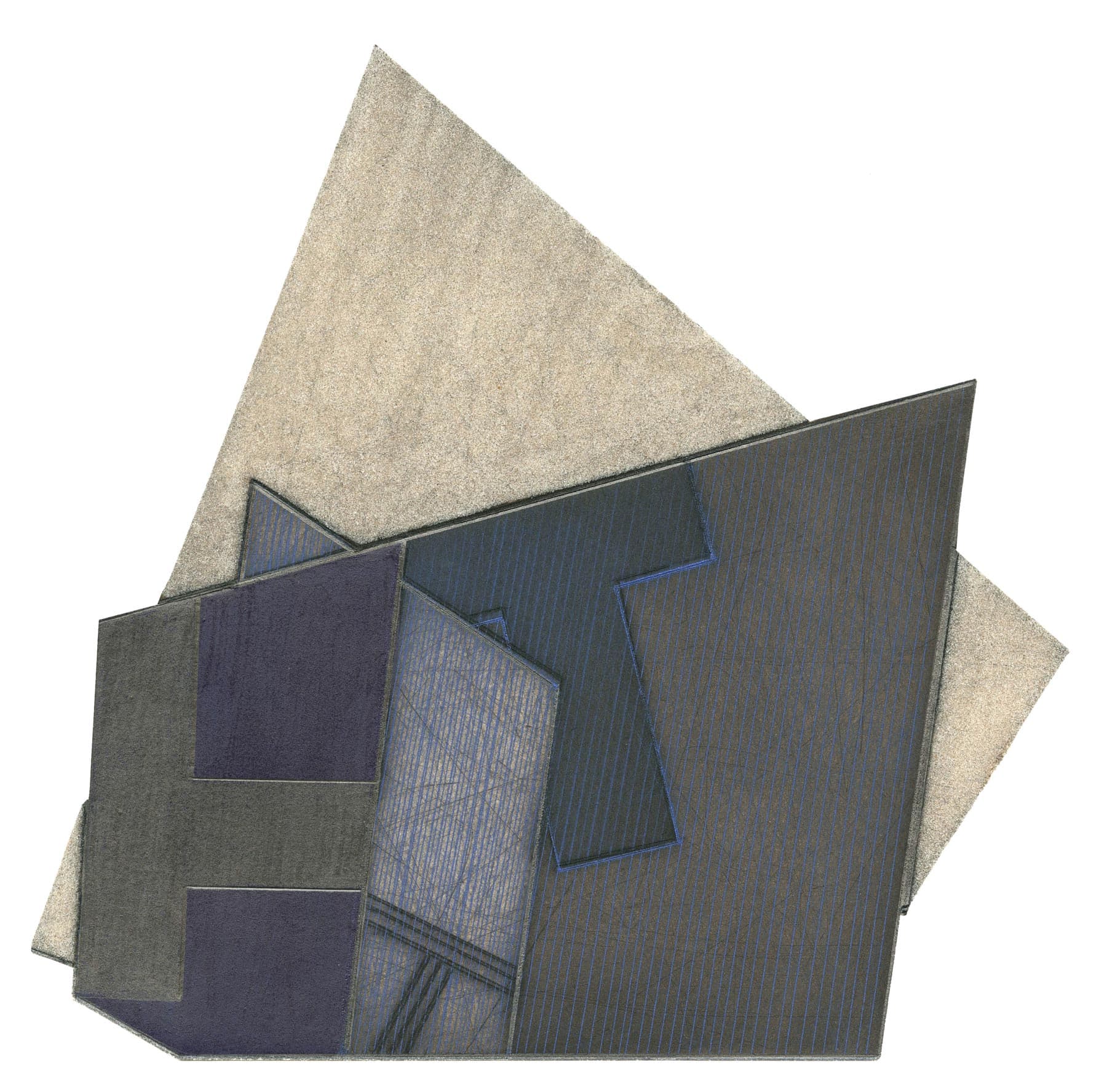 Untitled (composition in light grey, dark grey, blue and black)