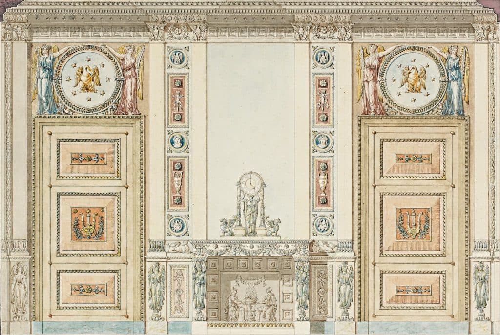 Percier – Projet de décor intérieur, cheminée