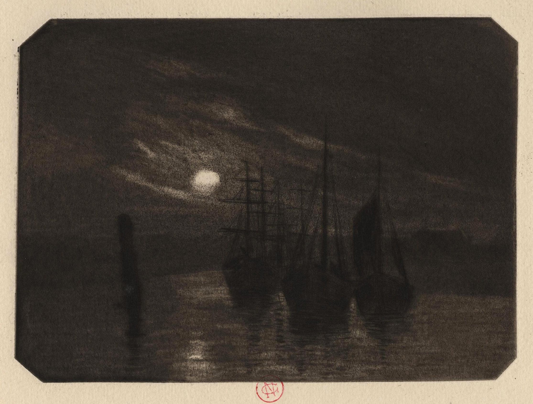 Three sailing boats (moon effect)
