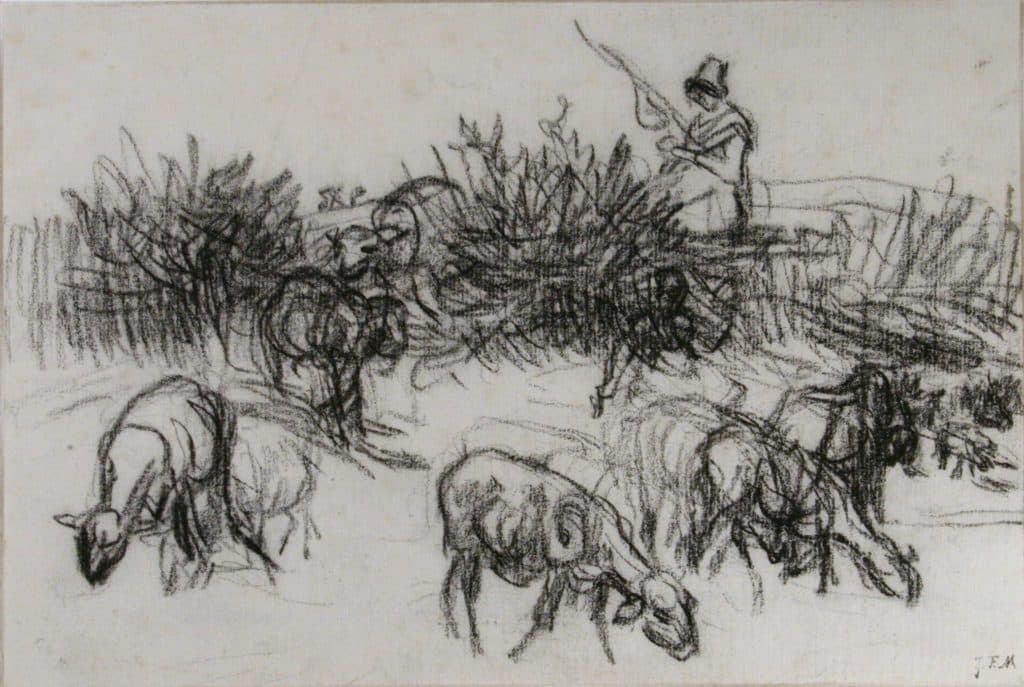 Millet – Bergère filant sa quenouille en gardant des moutons