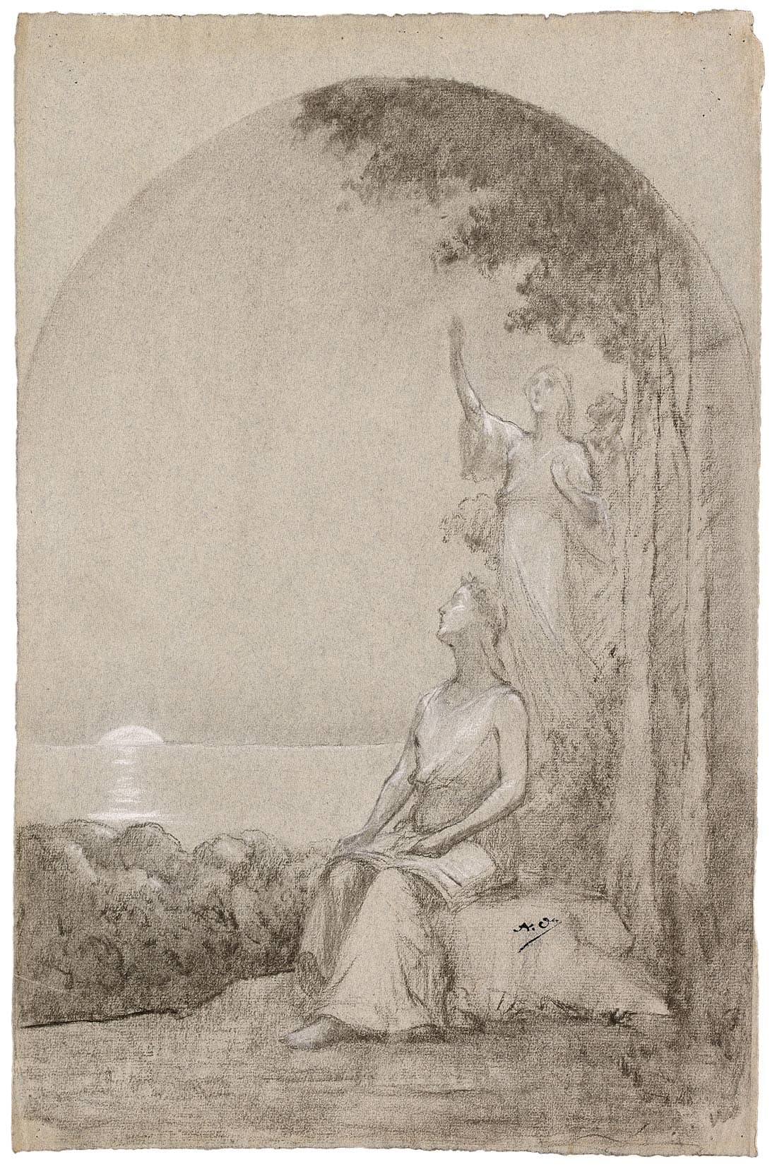 Symbolist Scene Around Two Muses