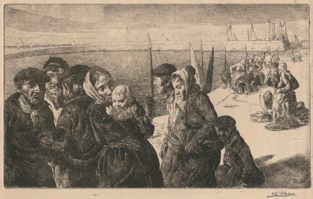 Pierre – Pêcheurs et leurs familles sur le port