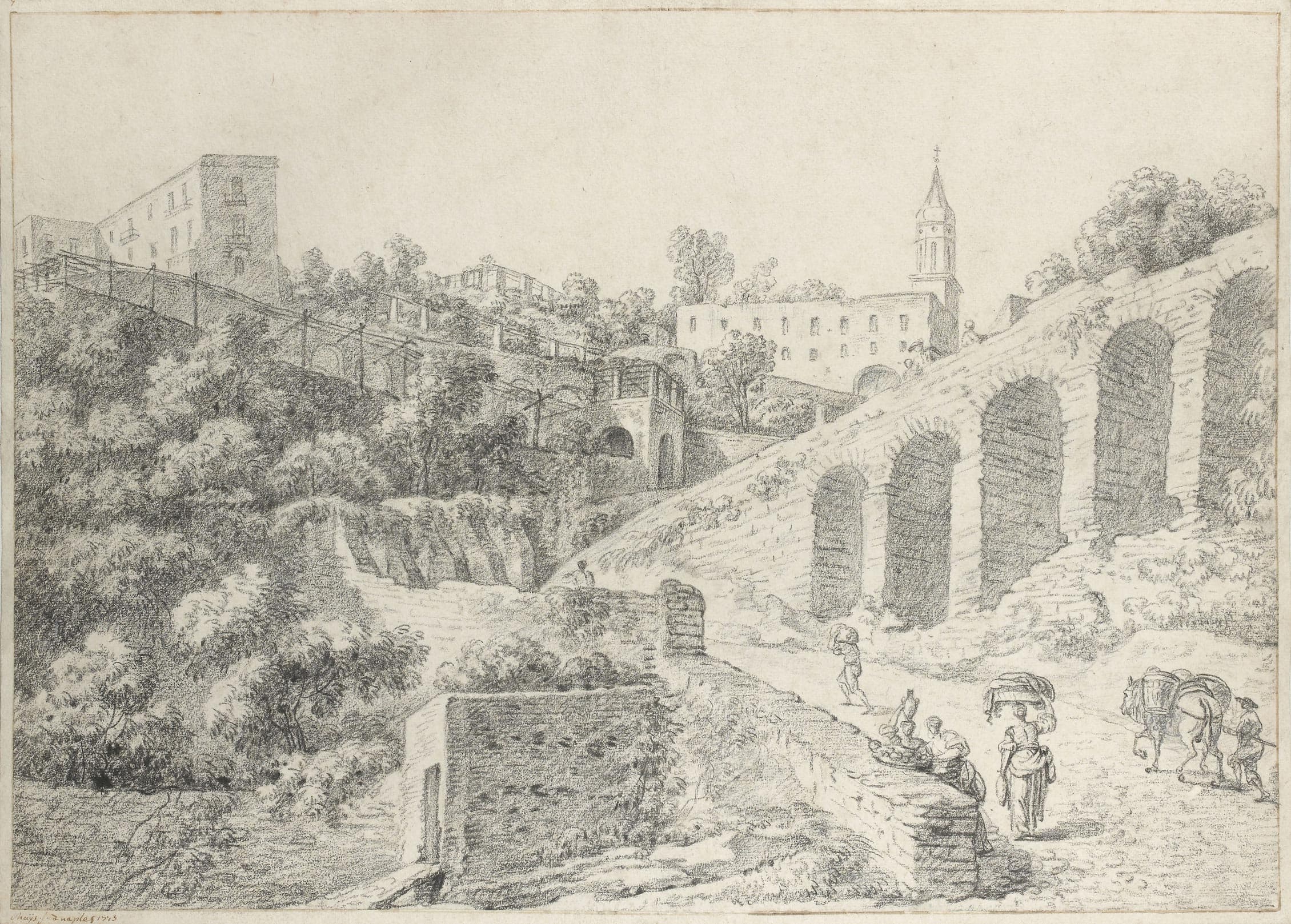 Route montant vers un site religieux (Certosa di San Martino ?)