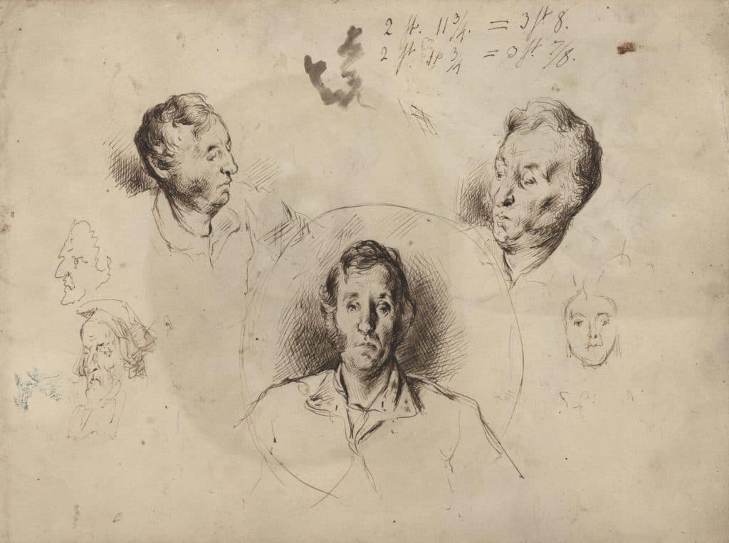 Desboutin – Feuille d’étude, trois portraits