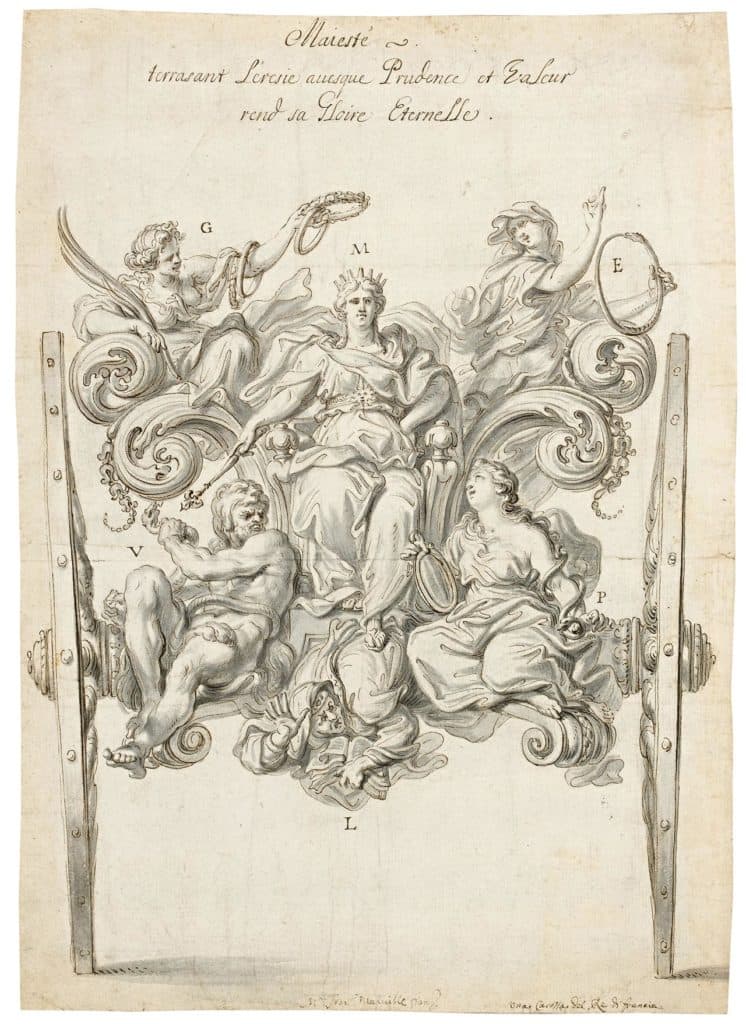 Ecole italienne XVIIe – Projet de carrosse pour Louis XIV