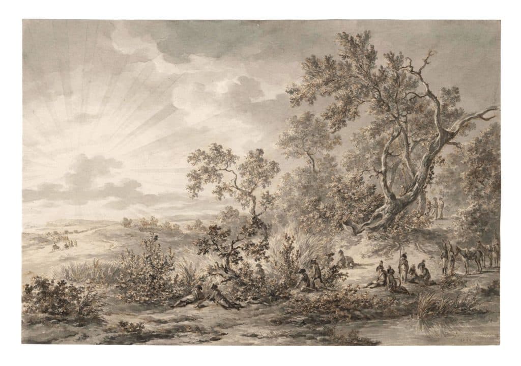 Langendijk – Groupe de soldats près d’un étang