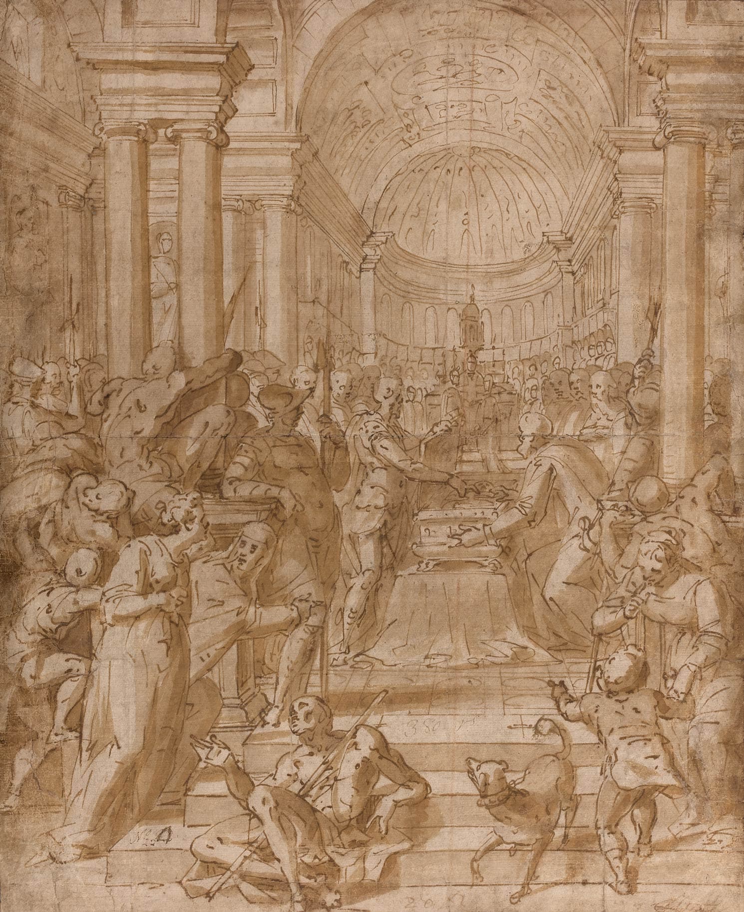 Gathering around an open coffin in a church: Translation of the body of Saint Antonin ?