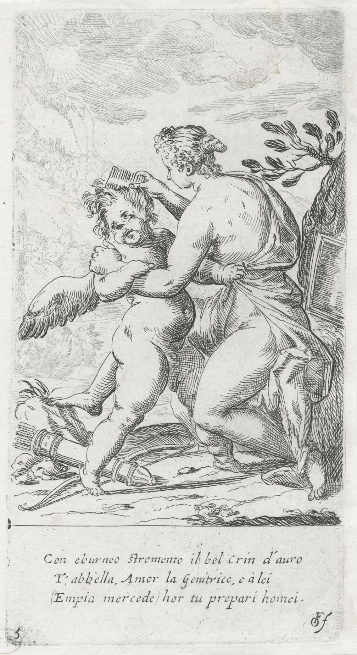 Venus combs her son's hair