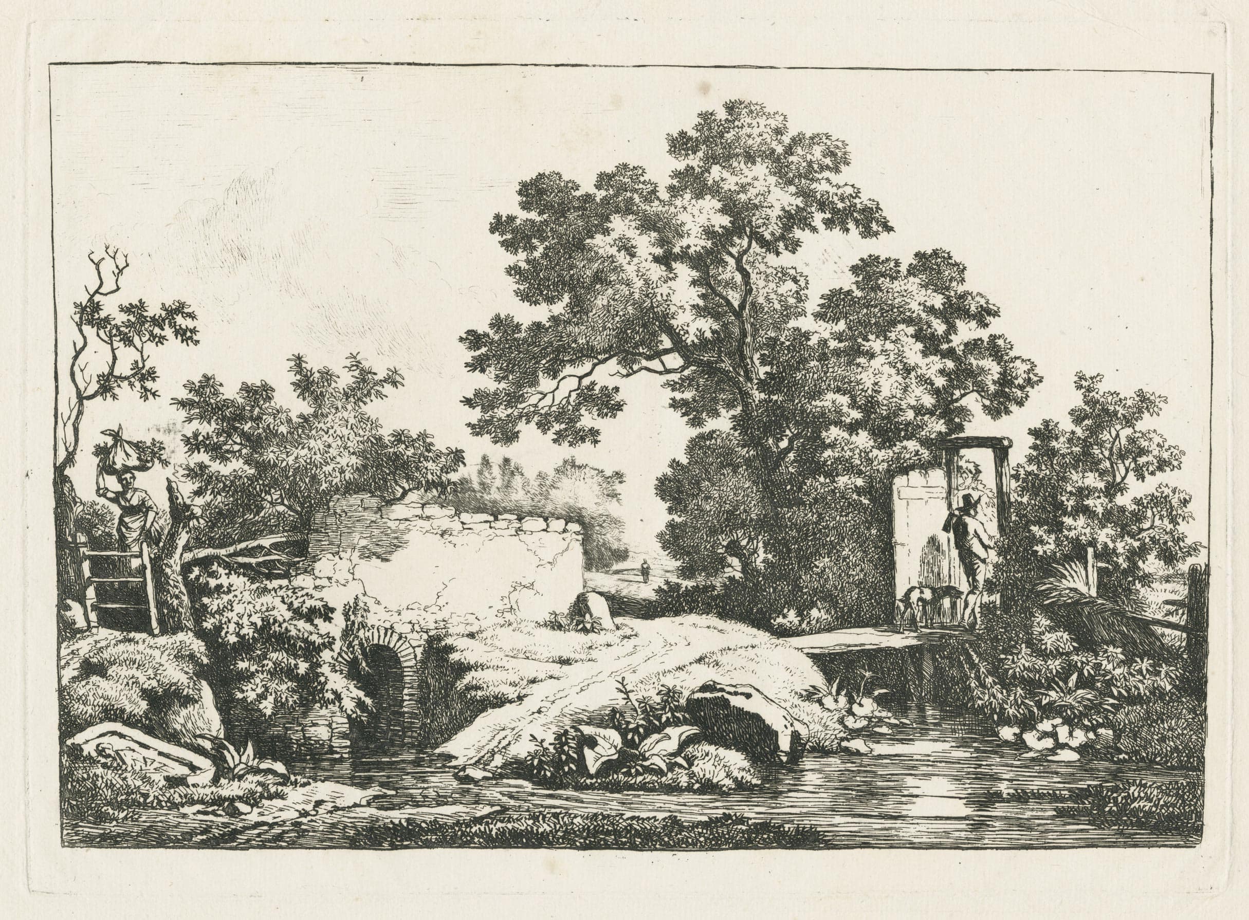 Bûcheron passant la porte d'un jardin