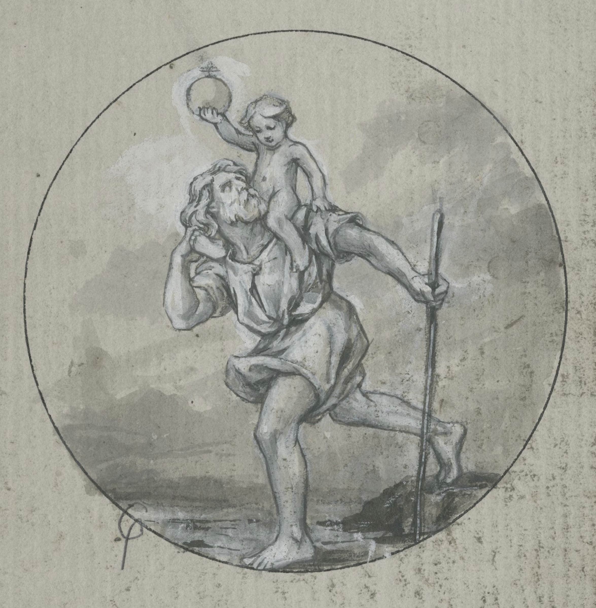 Saint Christopher carrying the Christ Child on his shoulders