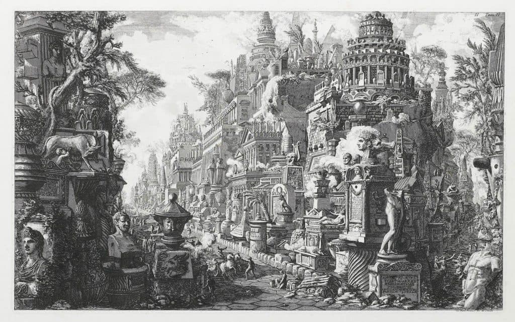 Piranesi – Voies romaines bordées de monuments funéraires