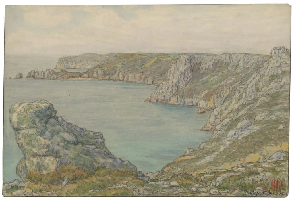 Rivière – La pointe de Saint-Hernot et l’île Vierge au cap de la Chèvre, Morgat