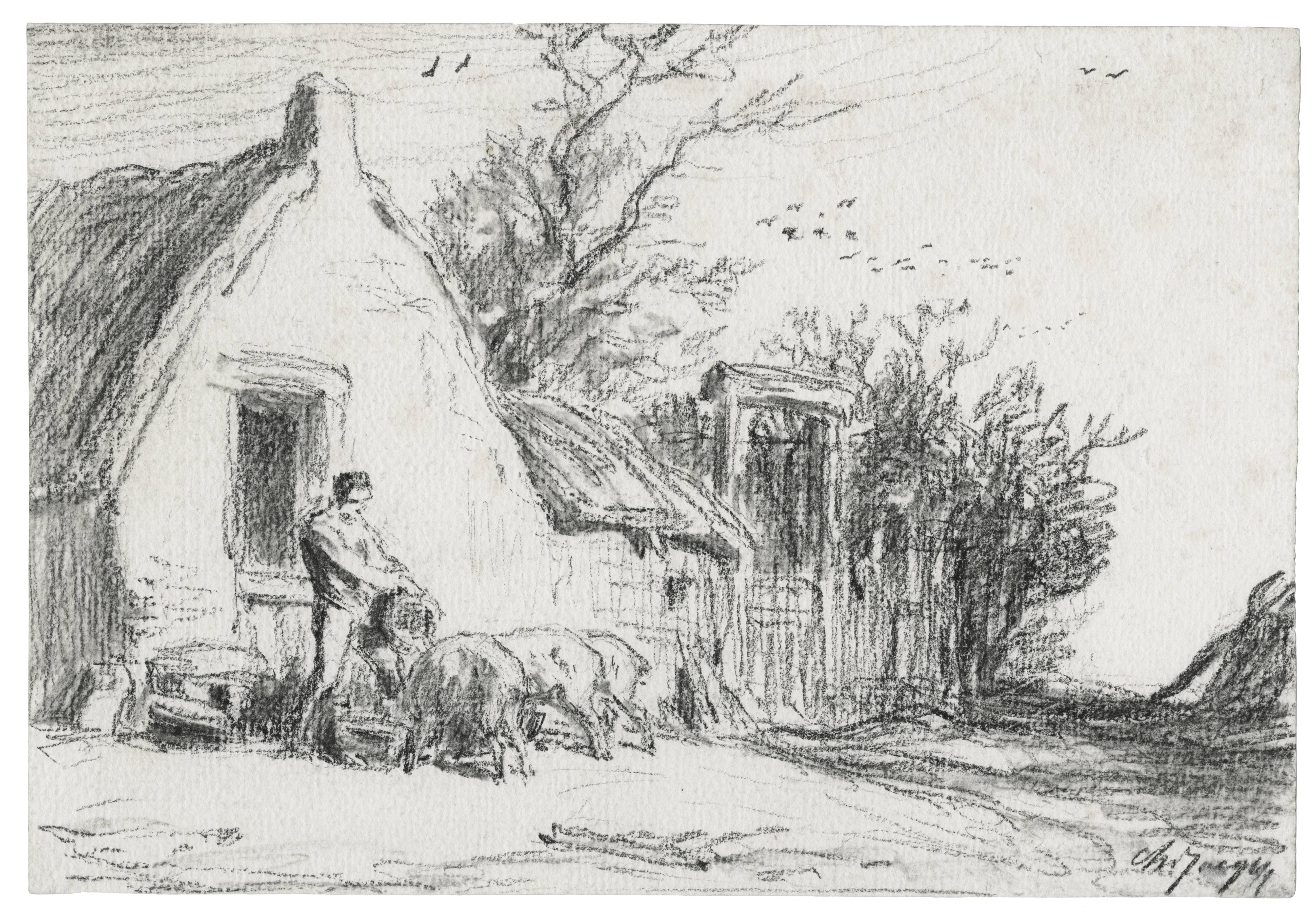 Fermier nourrissant ses porcs