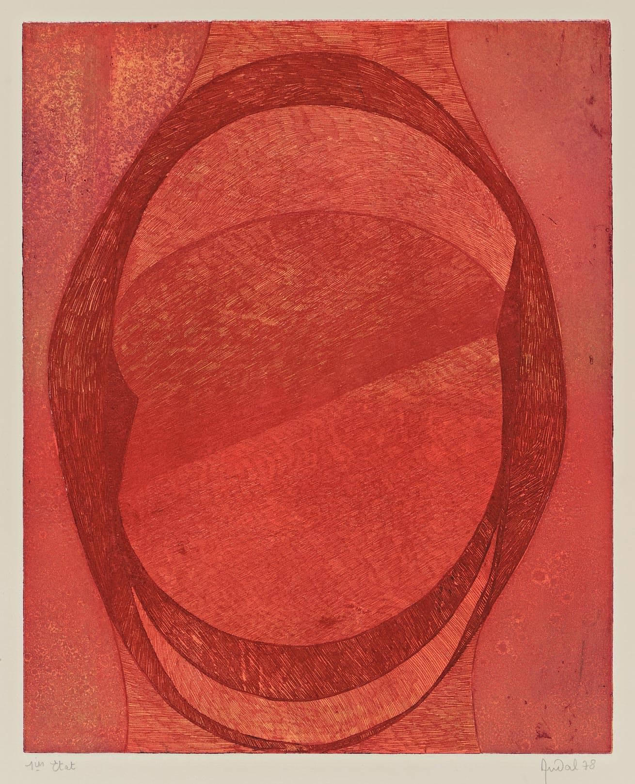 Untitled (composition in red and burgundy)