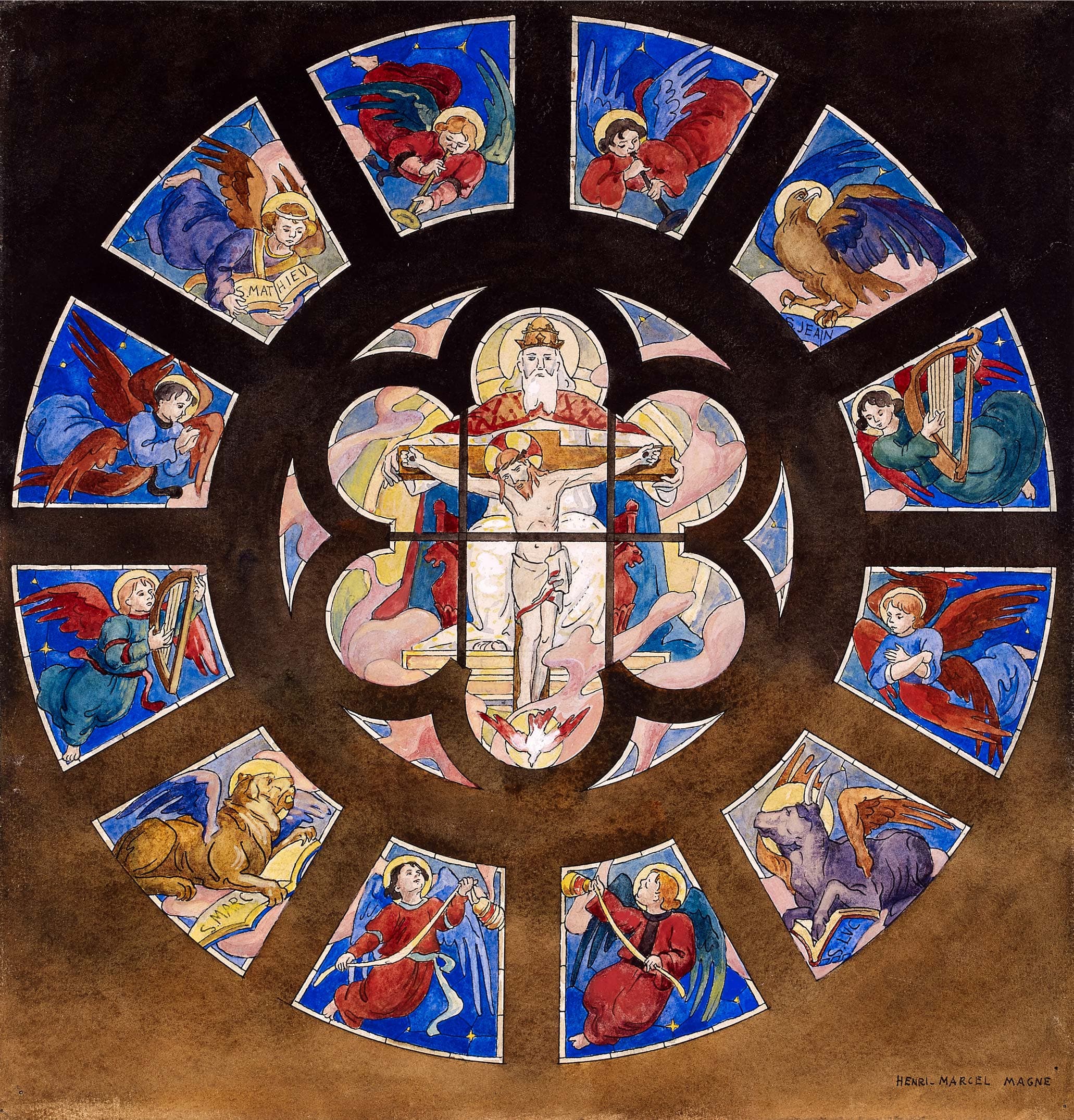 MAGNE Henri-Marcel — Trinité entourée d'anges musiciens