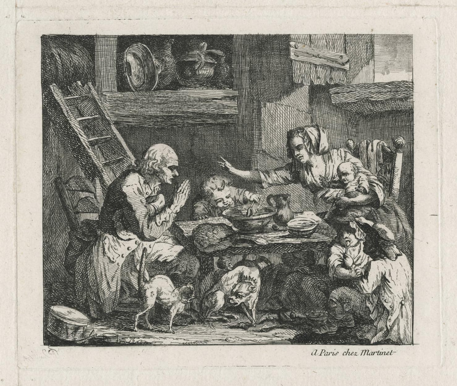 The farmer family at table, the Grace