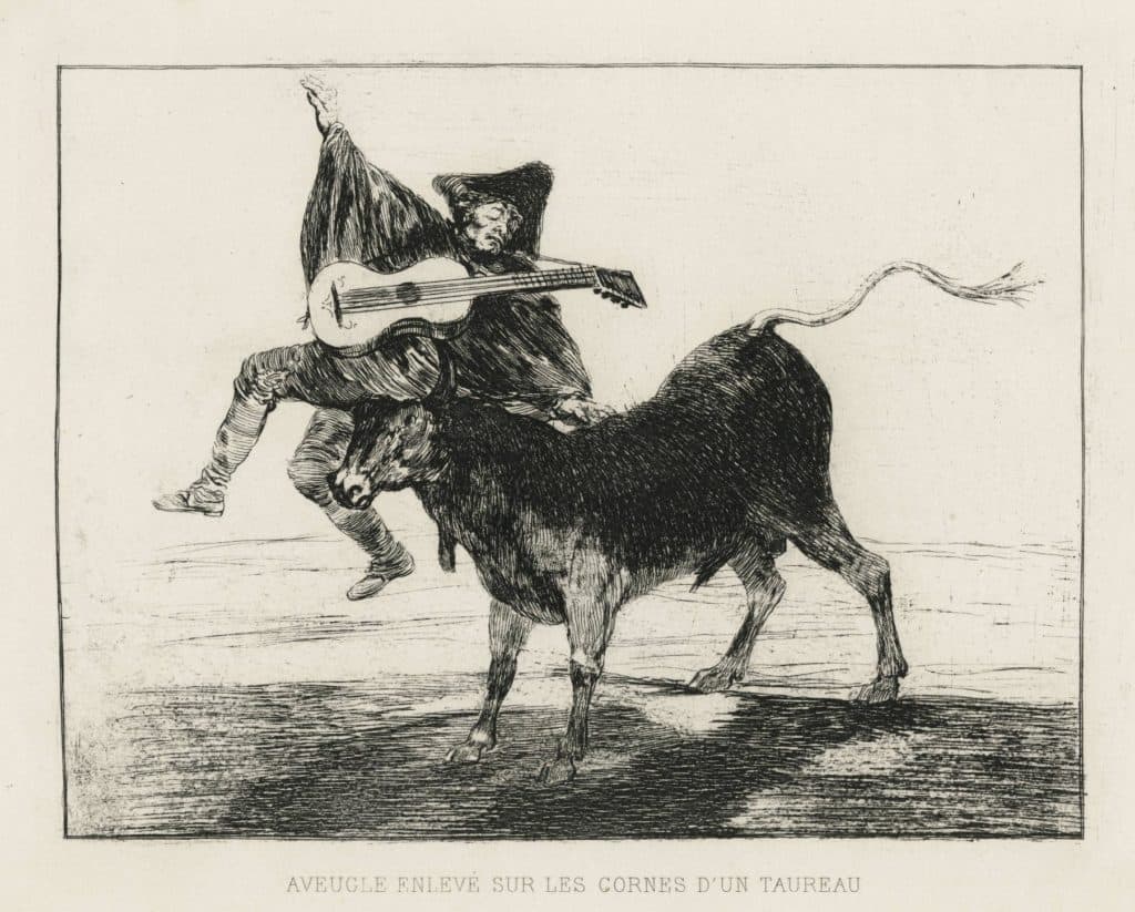 Goya – Aveugle enlevé sur les cornes d’un taureau