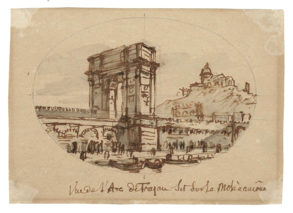 Nicolle – Vue de l’arc de Trajan situé sur le Mole à Ancône