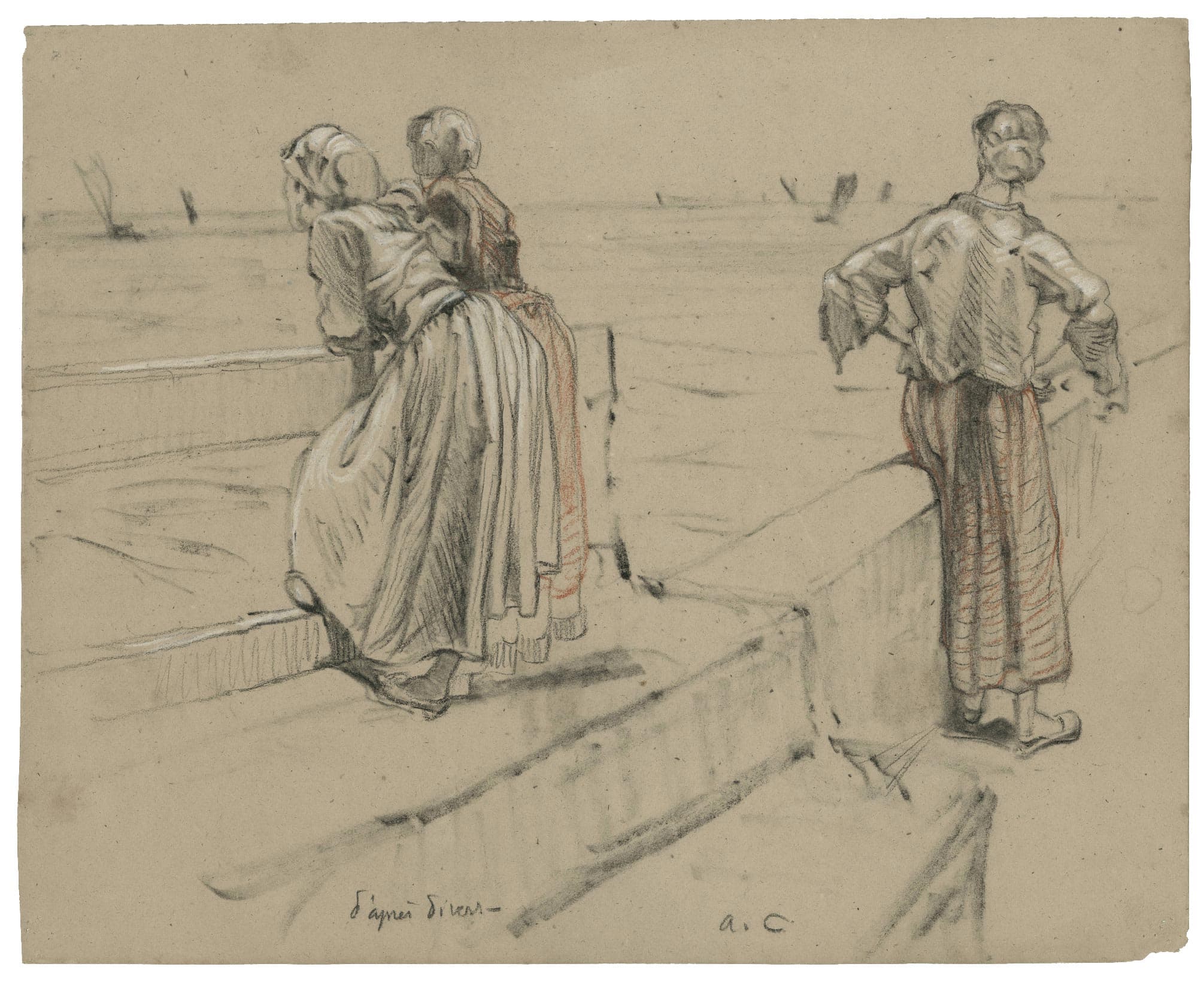 Farmers looking at the boats