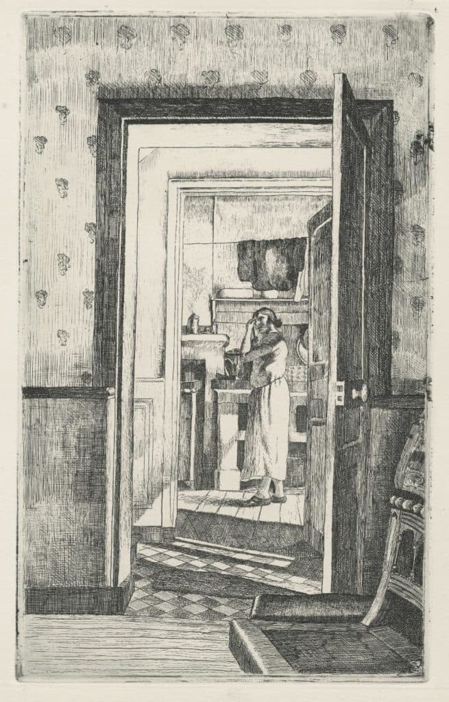 Pierre – Porte ouverte donnant sur une cuisine