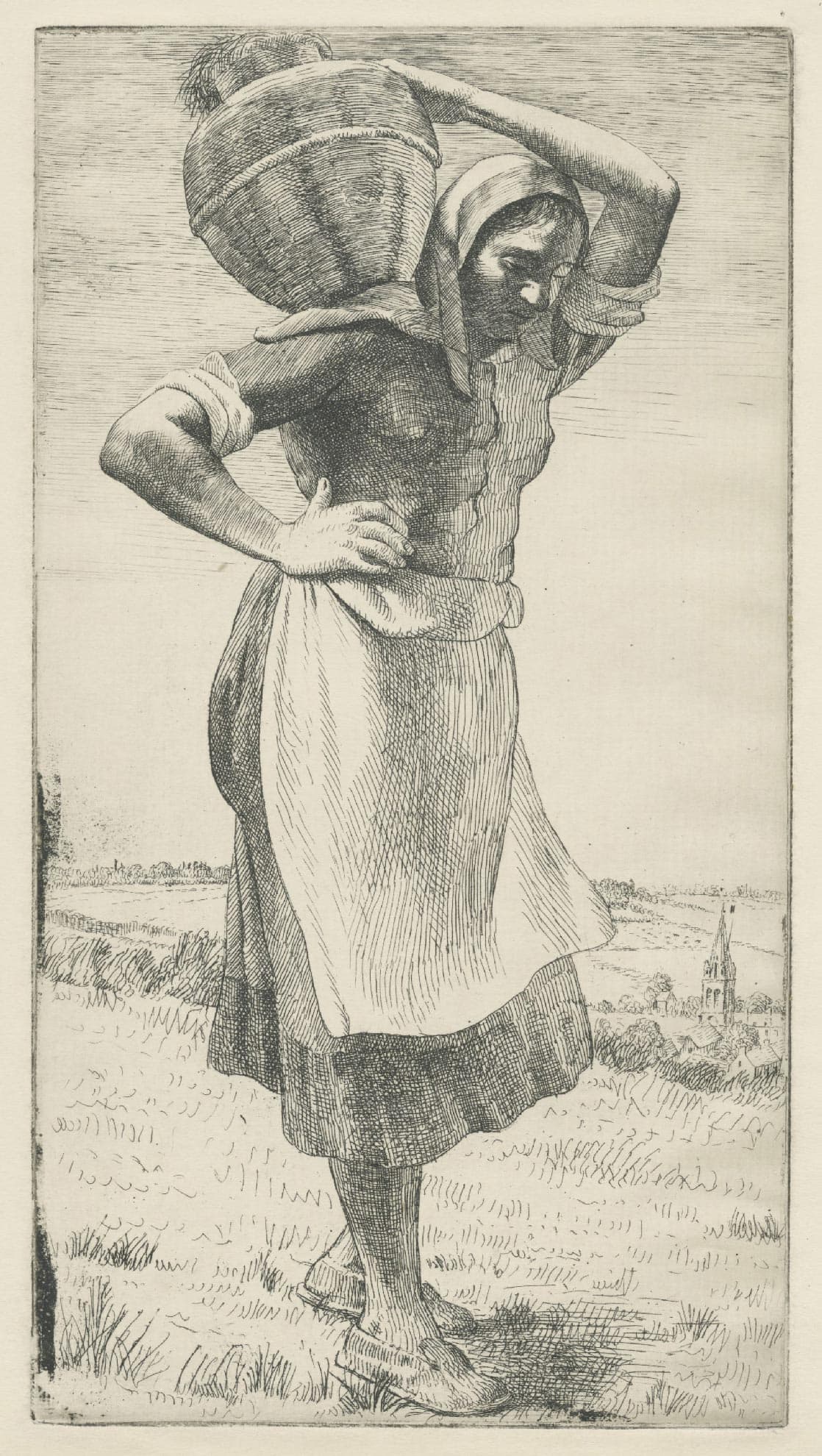 Farmer holding a wicker basket